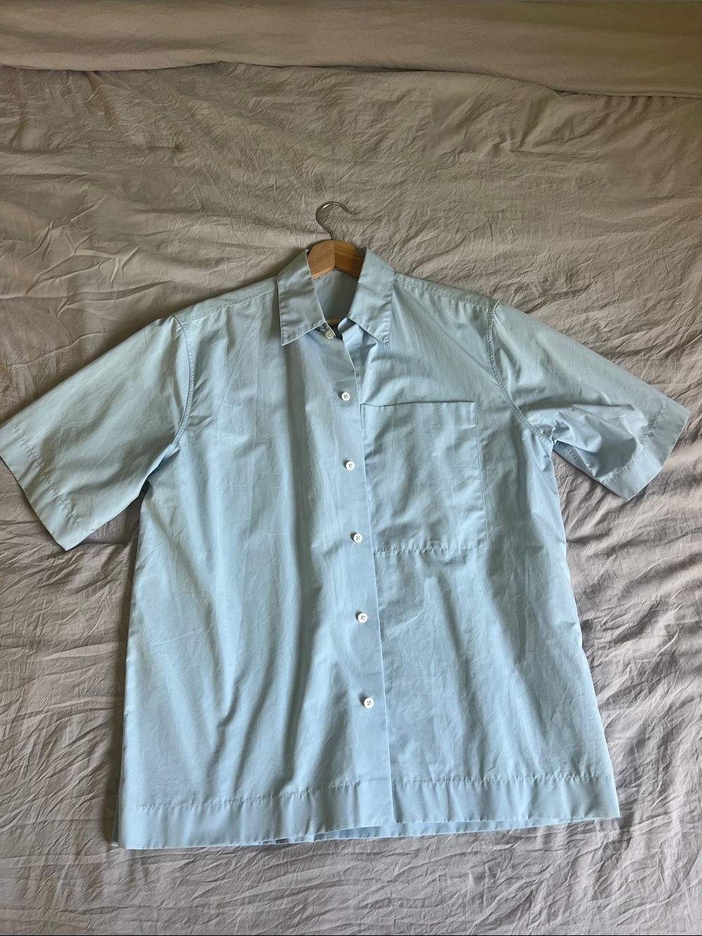 Jil Sander Pale Blue Short-Sleeve Button Shirt